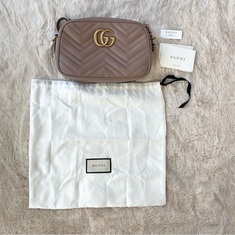 GUCCI MARMONT shoulder/crossbody bag dusty pink leather - Picture 7 of 12